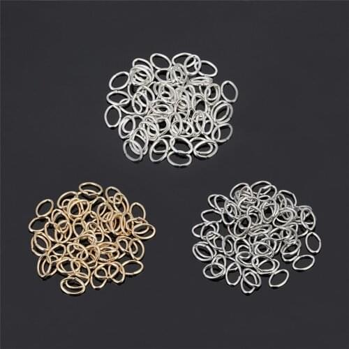 Ckysee 200Pcs/lot 7x5mm Oval Shaped Metal Jump Rings Split Rings KC Gold Silver Rhodium Color Ring Connector Diy Jewelry Making
