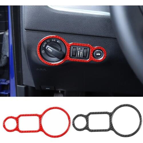 For Dodge Challenger 2015+ Charger 2010-2021 Carbon Fiber Interior Headlight Switch Button Cover Decoration Trim Car Accessories