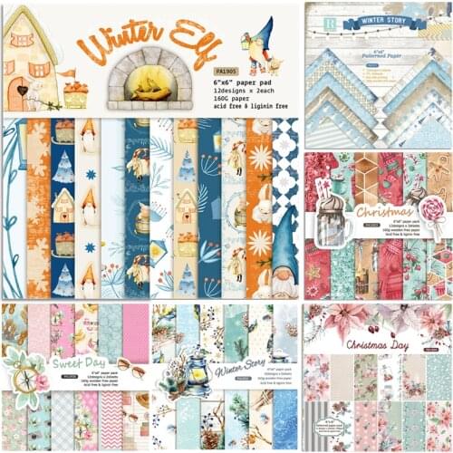 Doice Vita 24 sheet 6"X6" Christmas Scrapbooking Pads Paper Origami Art Background Craft Paper Card Making DIY Scrapbook Paper