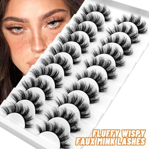 GROINNEYA 5/10 Pairs 3D Faux Mink Lashes Fluffy Soft Wispy Natural long False Eyelashes Curly lashes wholesale lashes