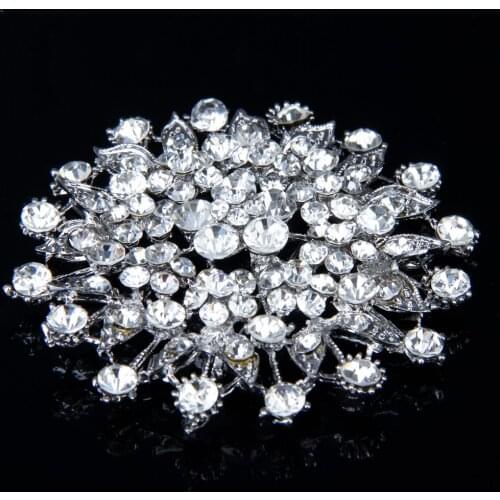 Crystal Brooch Sweater Lapel Pin Flower Breastpin, Corsage Gift Costume Jewelry Accessories - Clear