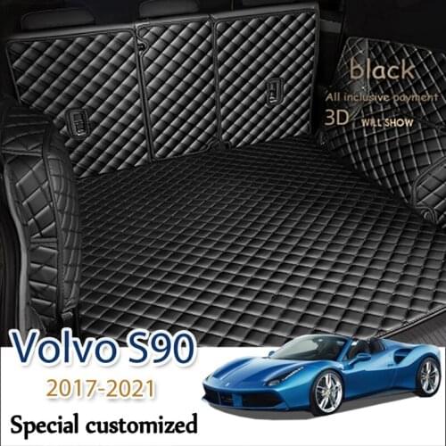 Custom Leather Car Trunk Mats For Volvo S90 2017-2021 Rear Trunk Floor Mat Tray Carpet Mud
