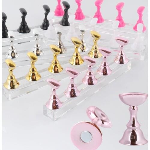 5pcs/set Magnetic Nail Holder Practice Training False Nail Tip Display Stand Polish Showing Shelf DIY Salon Manicure Tool TR1814