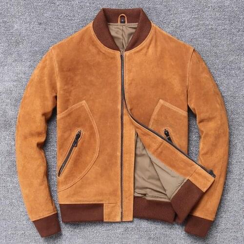 2021 Men Winter New Genuine Cow Leather Jackets Male Long Sleeve Real Cowhide Coats Men Slim Large Size Motorcycle Outwear W592