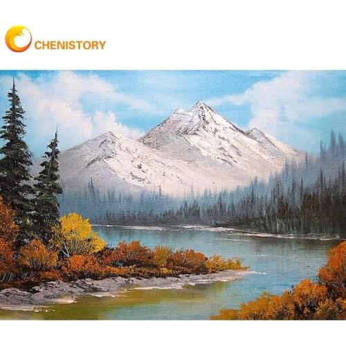 CHENISTORY Natural Landscape DIY Paint By Numbers Complete Kit Acrylic Paints Kit Canvas Painting For Kids Handicraft Decor Art