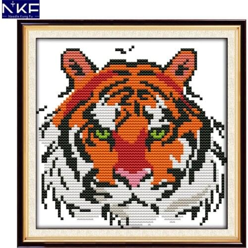 NKF Tiger Animal Cross Stitch Set Handmade Craft Needlework Small Cross-Stitch Embroidery Kit Cross Stitch for Home Decor
