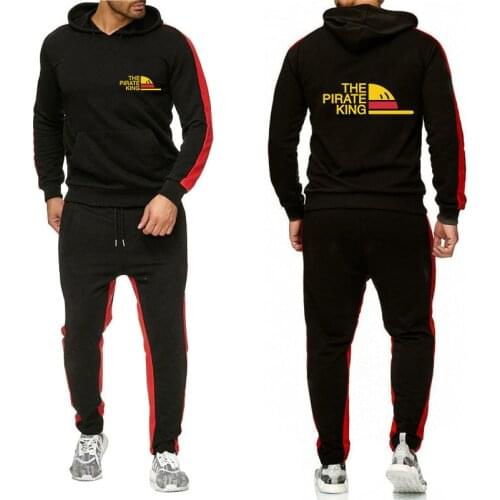 2021 New One Piece Spring Autumn Tracksuit Men Hoodie Sweatshirt Sweater+Sweatpants Suit Unique The Pirate King Print Sportwear