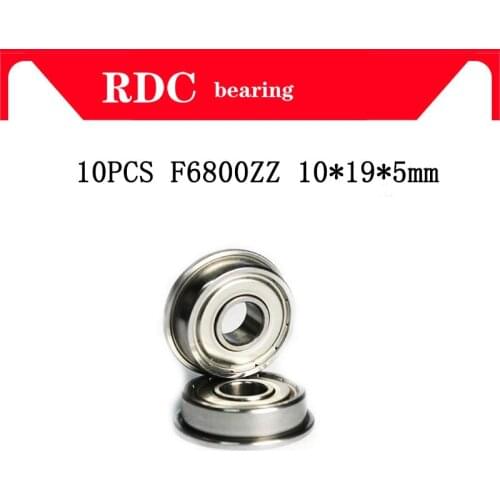 High quality 10pcs ABEC-5 F6800ZZ F6800-2Z 10x19x5 mm flanged Bearing Ball Bearings F6800 ZZ F6800Z Metal Shielded Factory sales