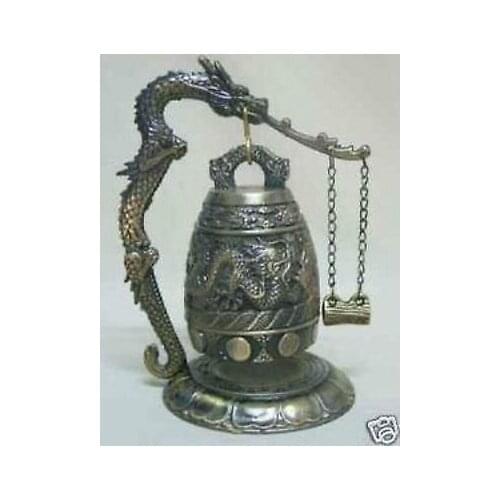 Pop! Hot Sell ! New famous Tibet Bronze Buddhist Dragon Singing bell lucky Garden Decoration 100% real Tibetan Silver Brass