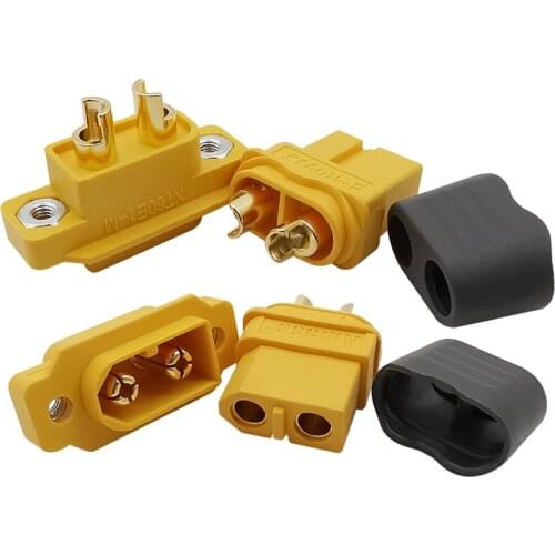 2 Pair XT60E XT60H Male Female Bullet RC Lipo Battery Connectors with Sheath Gold Plated XT60E1-M Plug XT60H-F Jack DIY Adapter