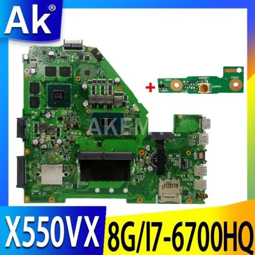 With 8G-RAM/ I7-6700HQ GTX950M-4GB/GPU For ASUS X550VX FZ50VX FH5900V X550VXK laptop Motherboard original X550VX Mainboard