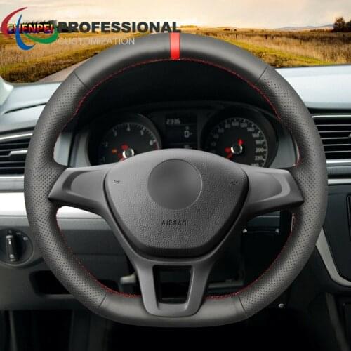 DIY Hand-Sewn Non-Slip Black Leather Steering Wheel Cover For Volkswagen VW Golf 7 (VII) Car Interior Accessories
