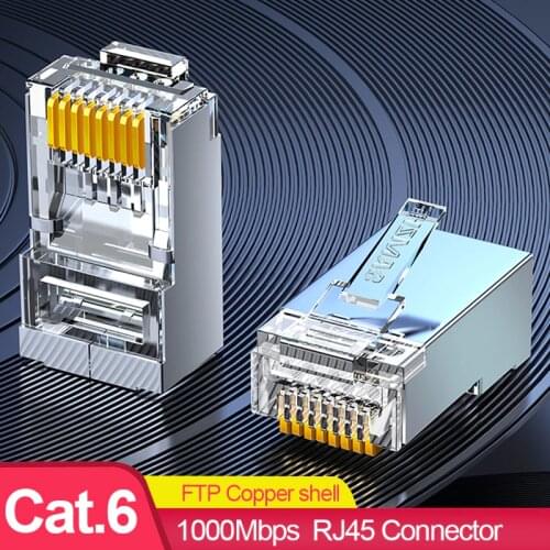 SAMZHE Cat6 RJ45 Connector 8P8C Modular Lan Cable Head Plug 50Pcs/30Pcs/100Psc Cat 6 Crimp Network RJ 45 Connector for Ethernet
