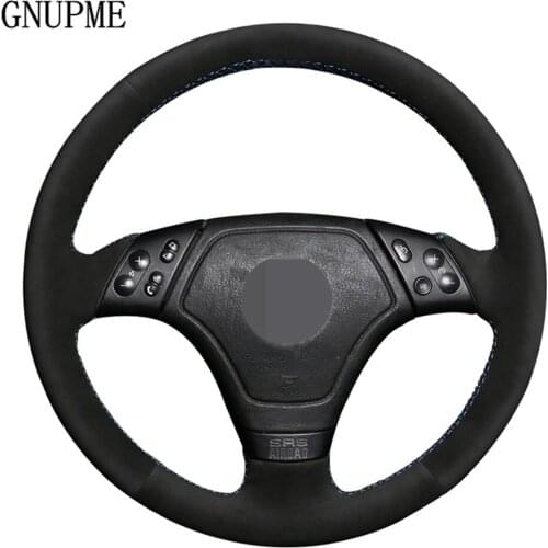 DIY Black Genuine Leather Suede Car Steering Wheel Cover For BMW E36 E46 E39