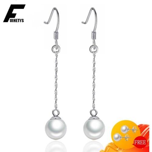 Fashion Pearl Earrings 925 Sterling Silver Jewelry Korean Long Style Drop Earring Accessories for Women Wedding Party Wholesales