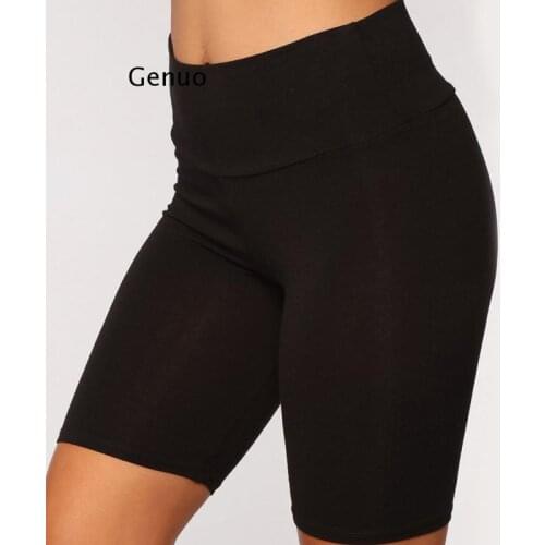 Women Thin Fitness Short Pants Casual Ladies Slim Pants High-Waist Summer Bottom Knee-Length Black Shorts Bodycon Streetwear
