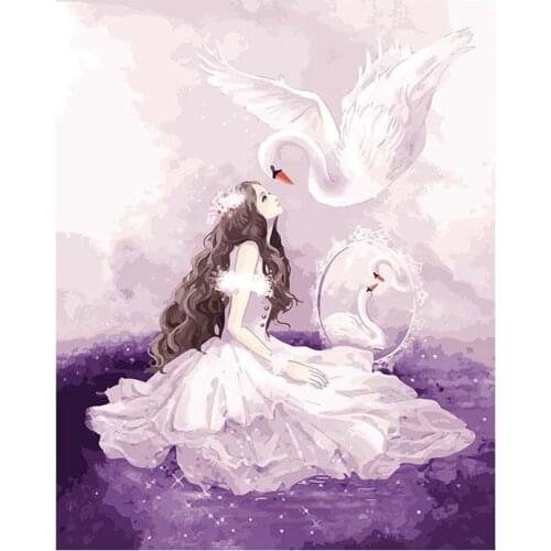 Swan Dancer Paint By Numbers Coloring Hand Painted Home Decor Kits Drawing Canvas DIY Oil Painting Pictures By Numbers