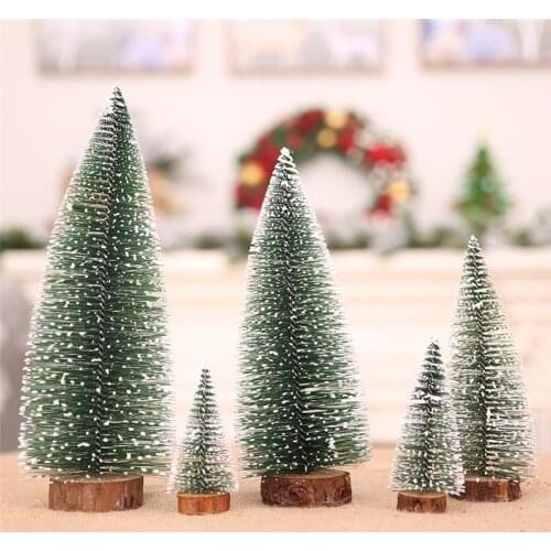 10/15/20/25cm Christmas Tree Ornaments Artificial Sisal Snow Landscape Architecture Trees for Christmas Crafts Tabletop Decor