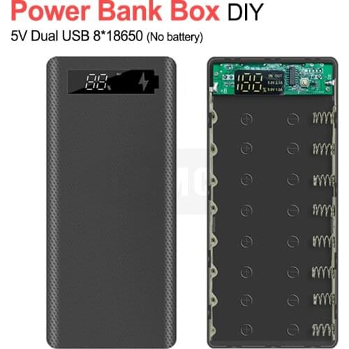 5V Dual USB 8*18650 Power Bank Battery Box with Display High Capacity 18650 USB Charger DIY Shell Case For IPhone Samsung Huawei