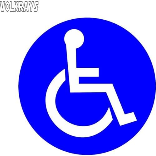 Volkrays Fashion Car Sticker Disabled Wheelchair Handicap Round Accessories Sunscreen PVC Decal for Jaguar Hyundai I30,12cm*12cm