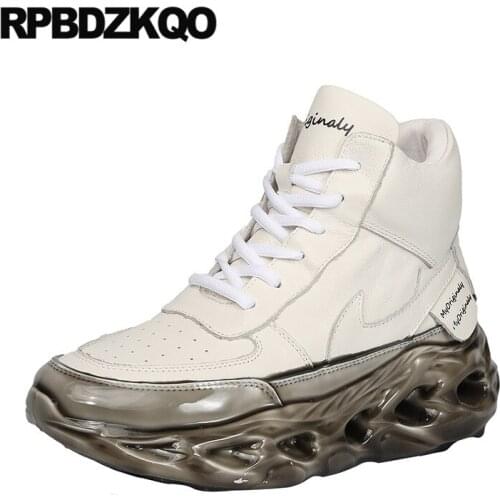 Women Ankle Boots Medium Heel Round Toe Sneakers Lace Up Wedge Shoes Elevator Beige High Casual Black Flatform Muffin Platform