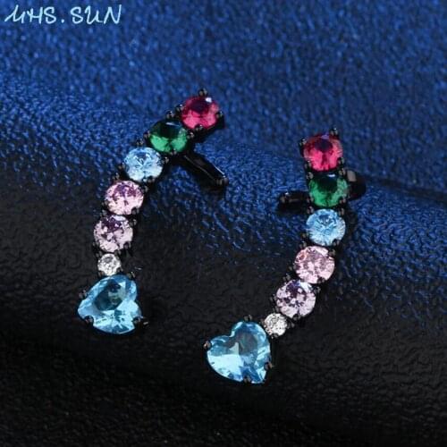 MHS.SUN South American style women colorful zircon stud earrings jewelry luxury crystal earrings for lady wedding party 1pair
