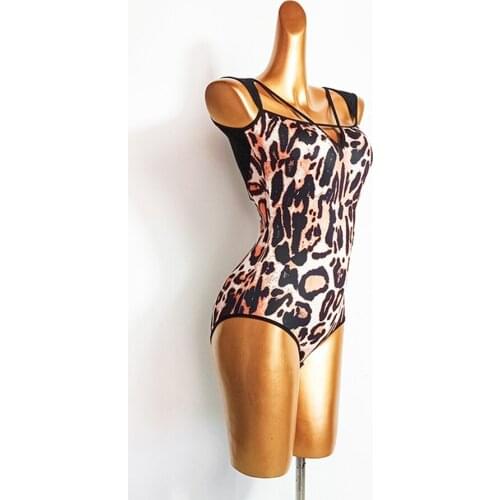 2020 New TL726 Sleeveless Latin Dance Dress Women Bodysuit Leopard Design Tops for Ballroom Tango Chacha Dancing Performamnce