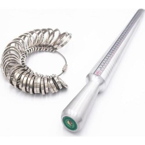 1Set Ring Sizer Mandrel Finger Sizing Measuring Stick Metal Size Jewelry Tools TQ00051