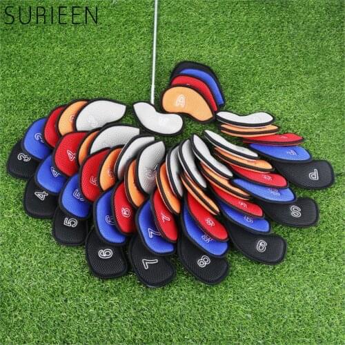 10 Pcs Neoprene Mesh Golf Club Head Covers Iron Headcovers Protect Set With Number (3,4,5,6,7,8,9,A,S,P) Fit Most Standard Clubs