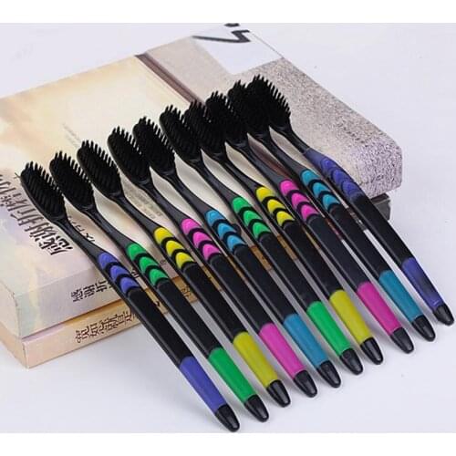 10 Ultra soft bamboo charcoal toothbrushes clean adult, chewing gum care hairless neutral home wear toothbrushes oral care tools