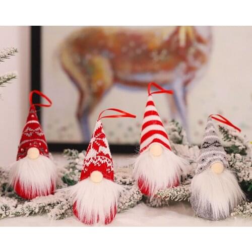 Christmas Faceless Doll Hang Pendant New Year Xmas Tree Hanging Ornament Gift Faceless Gnome Little Figurine Room Home Decor 2pc