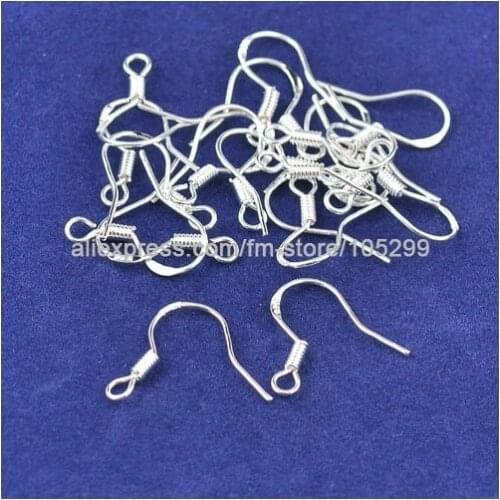 Top Quality 200PCS DIY Design Jewelry Findings Hook Earrings 15mm 925 Sterling Silver Hooks