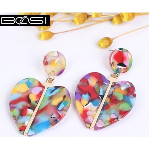 2020 Acrylic Heart Earrings Fashion Jewelry Dangle Earrings Women Drop Earrings Boho Earings Summer minimalist Earring Wholesale