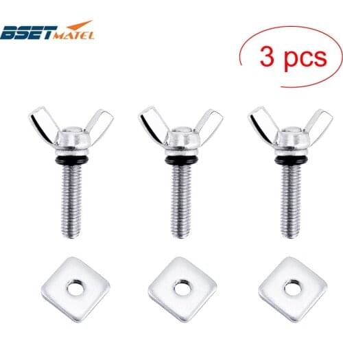3PCS Boat Surfboard Tail Fin Screw Surf Fin Nails Bolt Screws Longboard Sliding Fin Screws Single Fin Screw with Plate Surfing