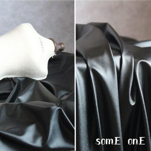 High Stretch Knit Fabric Matte Black Imitation Leather 4-way Elastic DIY Tights Coat Stage Decor Dress Designer Fabric 50*150cm