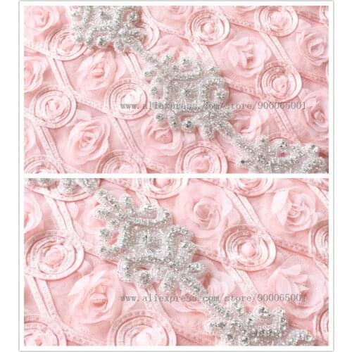 5Yards) Hot Bridal Gown Sash Rhinestones Applique With Beads Trim For Wedding Dress Belt DIY Bridal Sash Lace Garters Headband