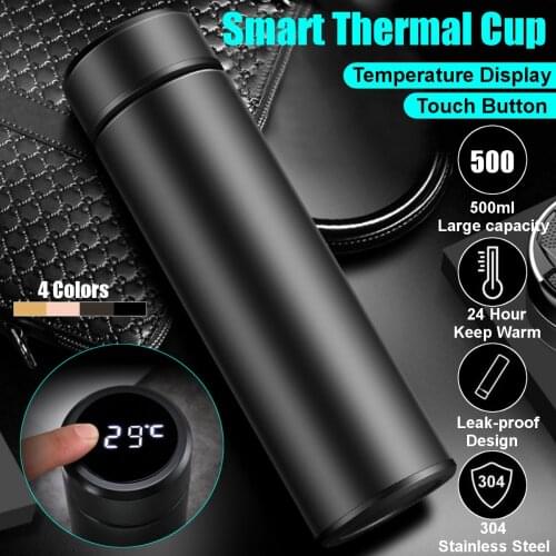 500ml Termo Water Bottle 304 Stainless Steel Smart Temperature Led Display Vacuum Travel Mug Garrafa Termica Termos Para Agua