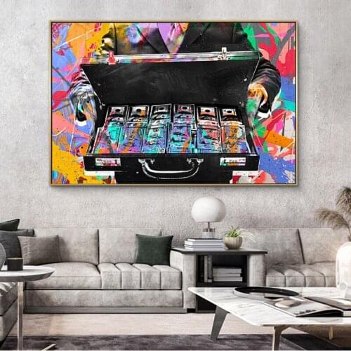 Abstract Money Graffiti Inspirational Canvas Painting Wall Art Nordic Posters and Prints Wall Pictures for Living Room Decor