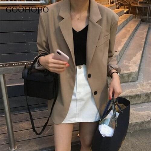 GOOHOJIO 2021 New Spring Autumn Temperament Solid Color Blazers Women Long Sleeve Blazers for Women Fashionable Blazers Women