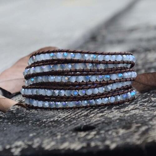 Non-Leather 5X Crystal Wrap Bracelet Handmade Crystal Beads Crystal Bead Friendship Bracelet