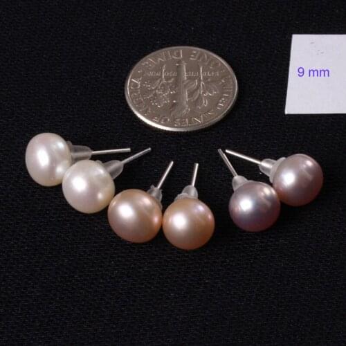 9mm Cultured Pearl Beads Round Selectable Color,Natural Stone Beads For Stud Earrings 1 Pair Free Shipping