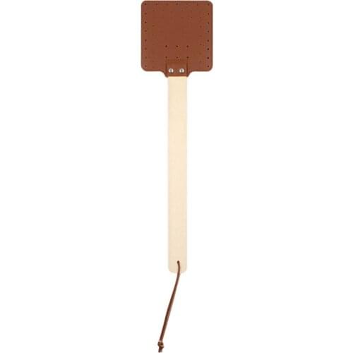 Household Leather Swatter Wooden Handle Easy Using Bug Pad Hang Household Fly Swatter Mosquito Slap With Wooden Handle