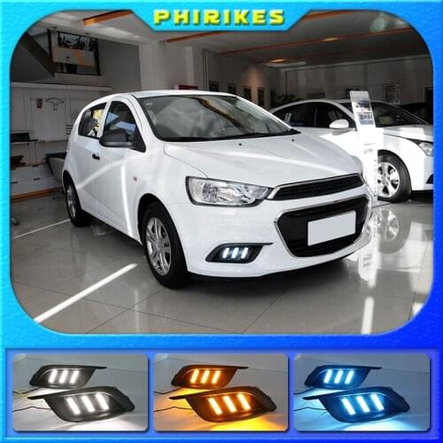 2PCS LED DRL Daytime Running Lights Daylight With Turn Signal lamp For Chevrolet Chevy AVEO Sonic 2014 2015