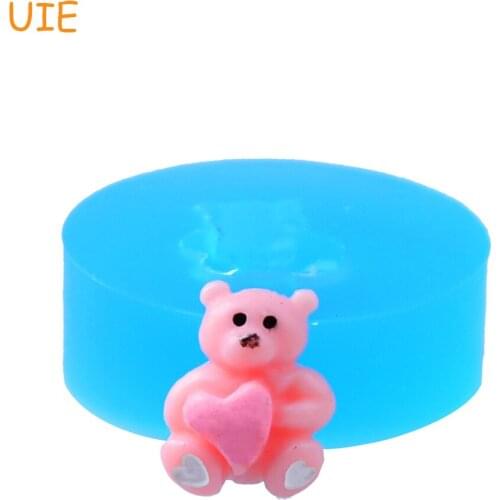 DYL214U 13.8mm Bear with Heart Silicone Mold for Fondant Sugarcraft, Gum Paste, Resin, Candy, Jewelry, Cookie Biscuit, Chocolate