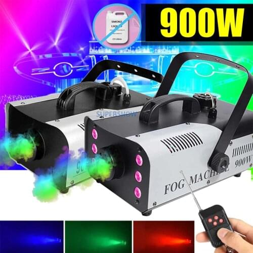 Europe Warehouse Stage 900w Smoke Machine DMX512 Control Fog Machine with Colorful LED Light Effect for Wedding Stage Lighting