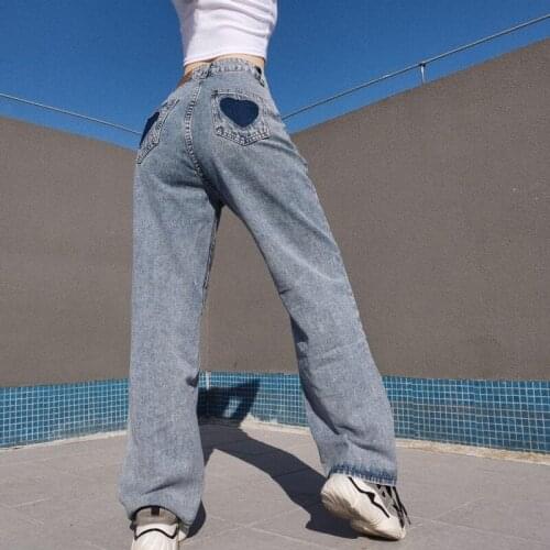 TVVOVVIN High Street Fashion Do Old Washed Jeans Woman Loose Multi-button Heart Pockets Vintage Denim Trouser Women 2Q10