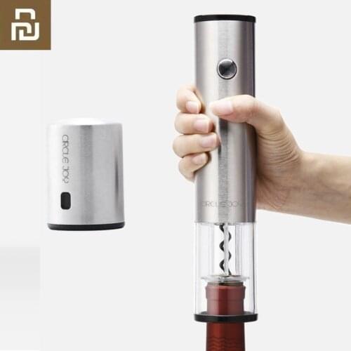 Youpin Circle Joy Automatic Red Wine Bottle Opener Round Wine Stopper Stainless Steel Electric Corkscrew Foil Cutter Base Cork