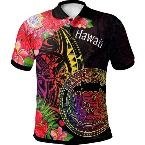 Hawaii Polo Shirt Tropical Hippie Style 3D Printed Polo Shirt Men for Women Short Sleeve Summer T-shirt