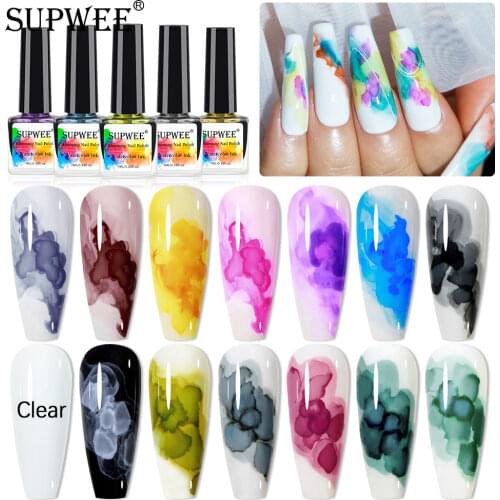 Supwee 7ml Blooming Gel Nail Polish Watercolor Ink Flower Gel Polish Liquid Gel Smoke Effect Soak Off Transfer Blossom Nails Art