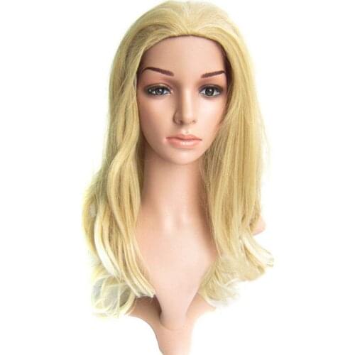 Gres Natural Wave 3/4 Women Half Wigs High Temperature Fiber Blonde/Burgundy/Black Synthetic Hairpieces for Girls